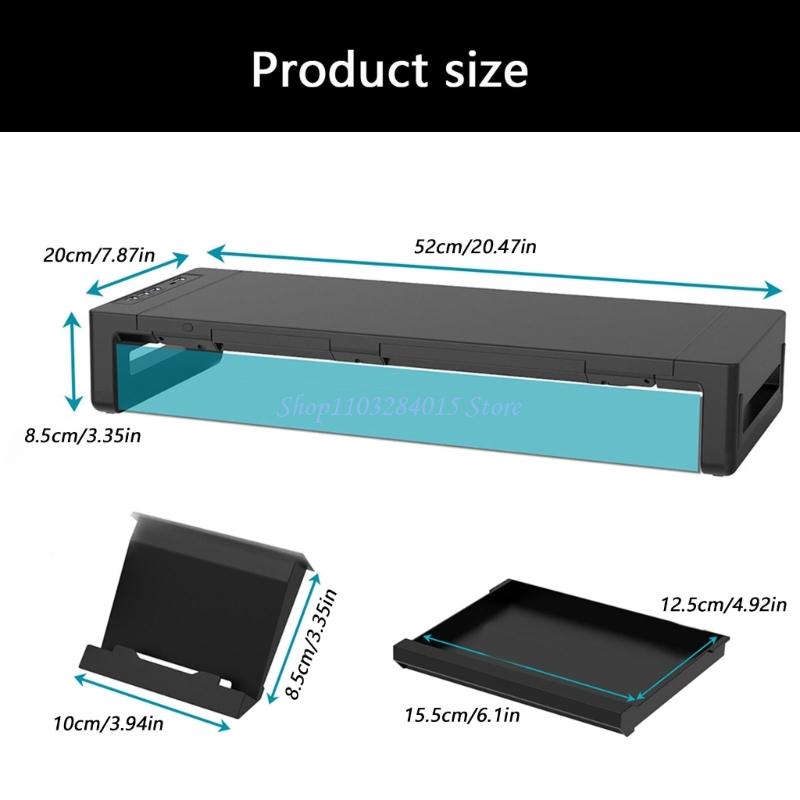 R6FF Comprehensive Computer Monitor Stand With RGBs Lights USB Charging Storage Compartment And Height Adjustability
