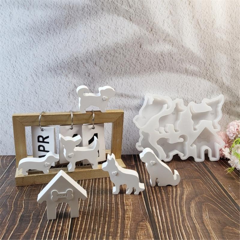 Hunde Familie Ornament Silikon Kerzenformen für handgemachte Kerzen Seifenherstellung Zement Gips Silikonformen für Kunsthandwerk
