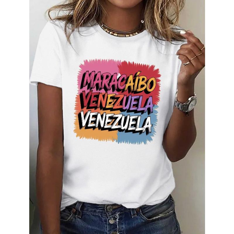Women's Venezuelan Flag Colors Maracaibo Venezuela Print Short Sleeve Casual Tee
