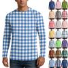Men Long Sleeve UPF 50 Plus Sun Protection Shirt Outdoor Sports Fishing Casual Top Lightweight Breathable Quick Dry Crewneck Plaid Design