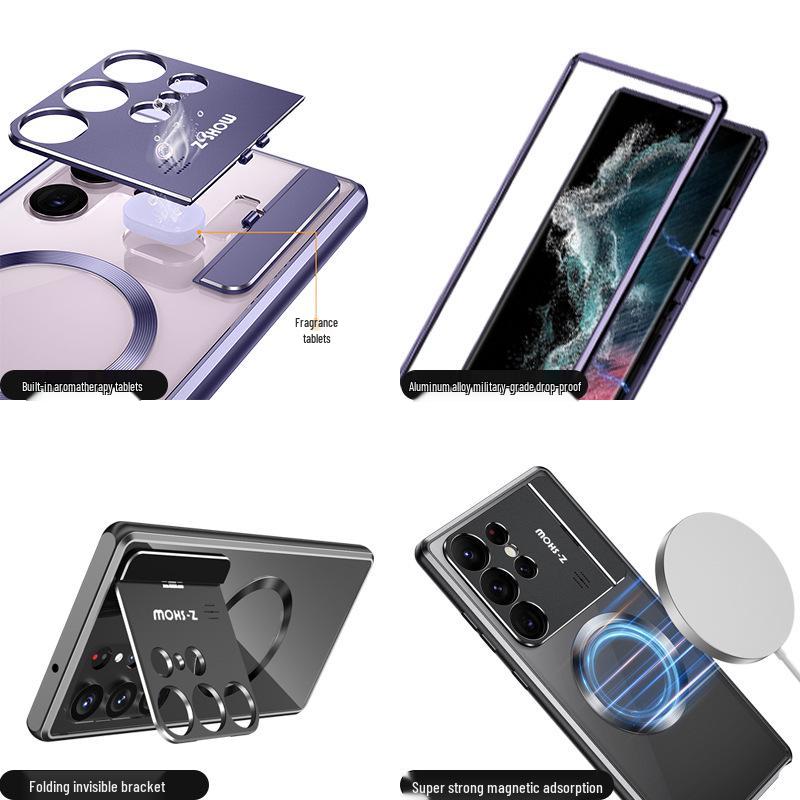 Samsung S25U Stand Phone Case: S23 Ultra & S24 Ultra Aluminum Alloy Aromatherapy Magnetic Case
