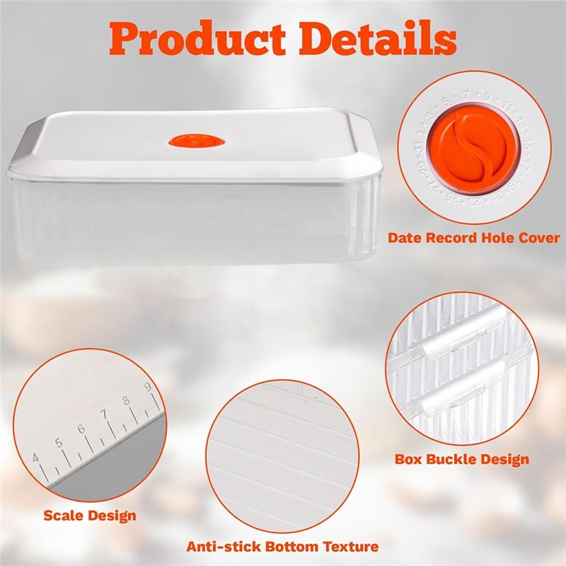 B97A-Bread Fermentation Storage Boxes, Stackable Pizza Dough Container W/Lid, Pizza Dough Proofing Box, Dough Rising Box