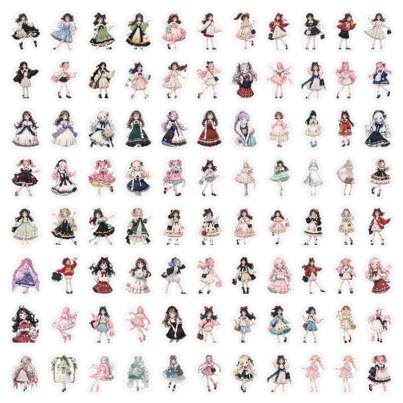 

103 милых и симпатичных наклейки с мультяшными девочками для самостоятельного украшения мобильных телефонов, ежедневников и других предметов - водонепроницаемые. [high definition printing]