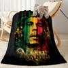 Custom Bob Marley Reggae Art Customize Your Name Blanket Multipurpose Customizable Blanket Comfortable Perfect For Bed Office Living Room Nap