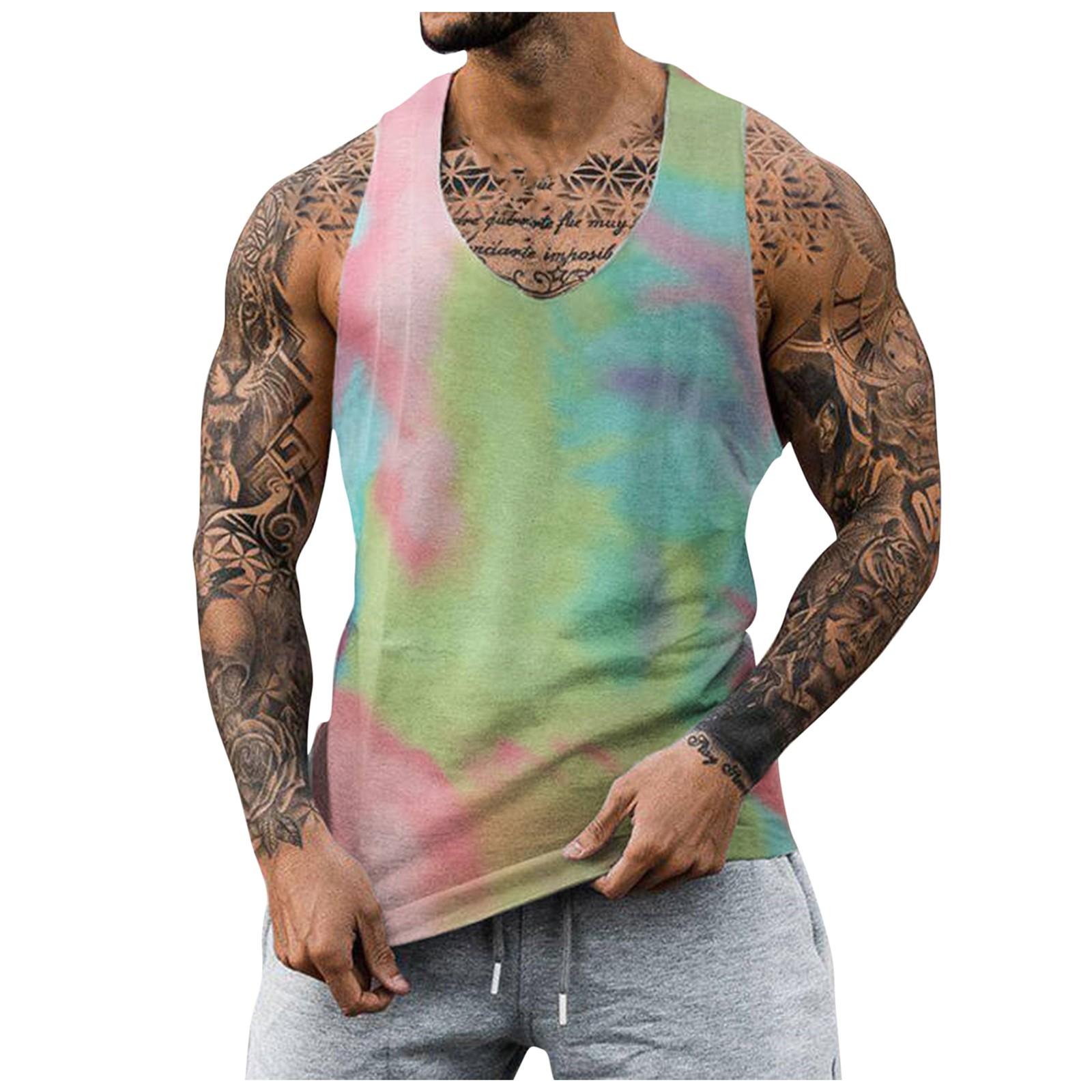 

Мужской спортивный жилет большого размера с круглым вырезом для фитнеса, летний повседневный дышащий жилет L жёлтый