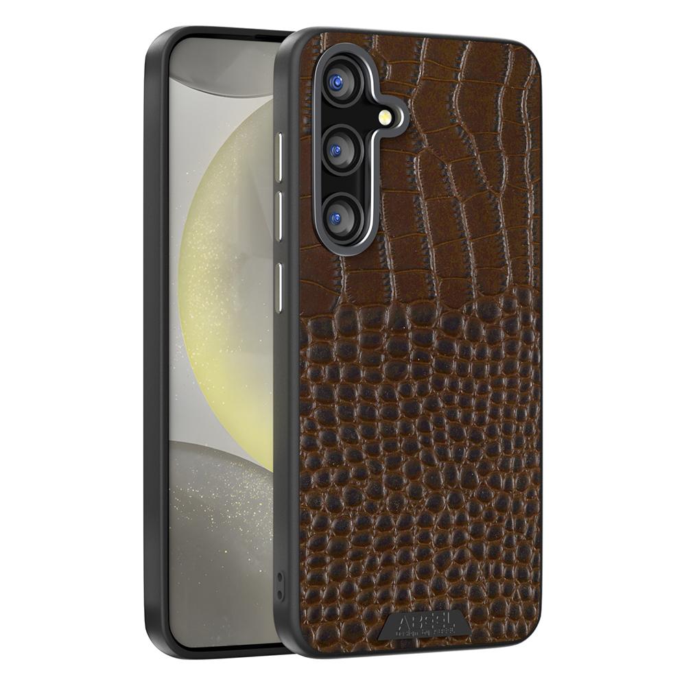 

ABEEL Чехол для Samsung Galaxy S25, совместимый с MagSafe, текстура крокодила, микро-тиснение, задняя крышка Coffee