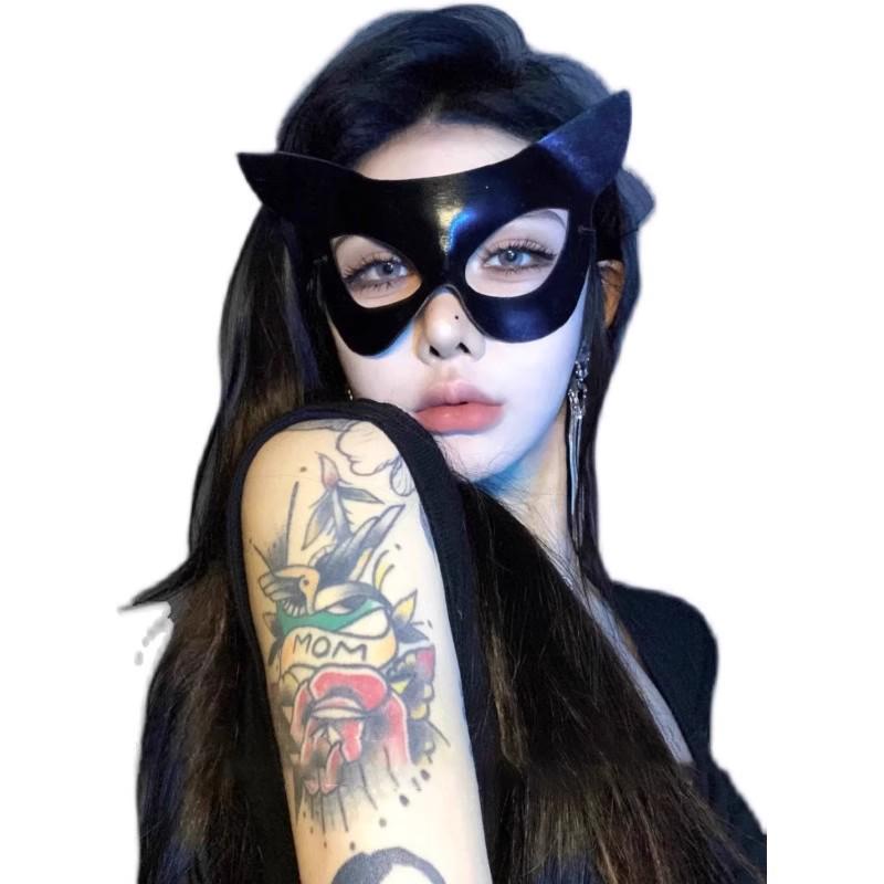 Black Catwoman Eye Mask for Women - Halloween Cosplay Masquerade Costume