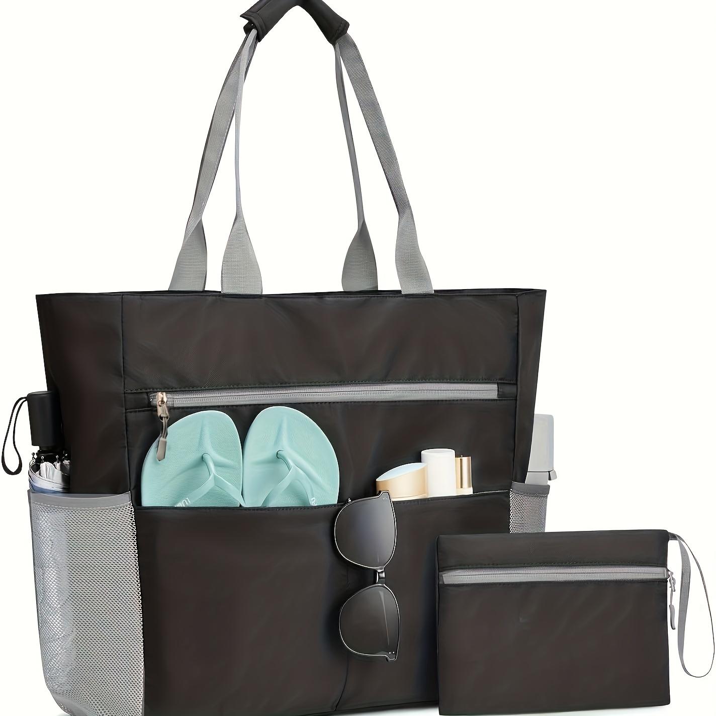 

Двухсекционная пляжная сумка, пляжная сумочка, большой вместимости и складная, подходит для пляжного отдыха чёрный