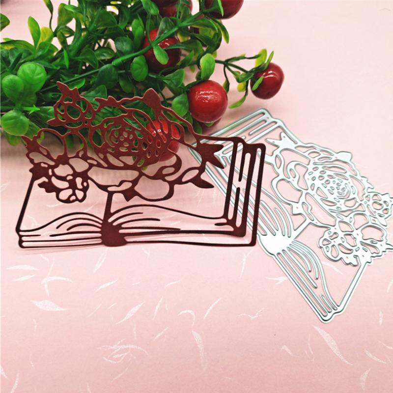 Bücher In Blumen Metall Stanzformen Schablone für DIY Scrapbooking Fotoalbum Prägepapier Karten Basteln Stanzteile