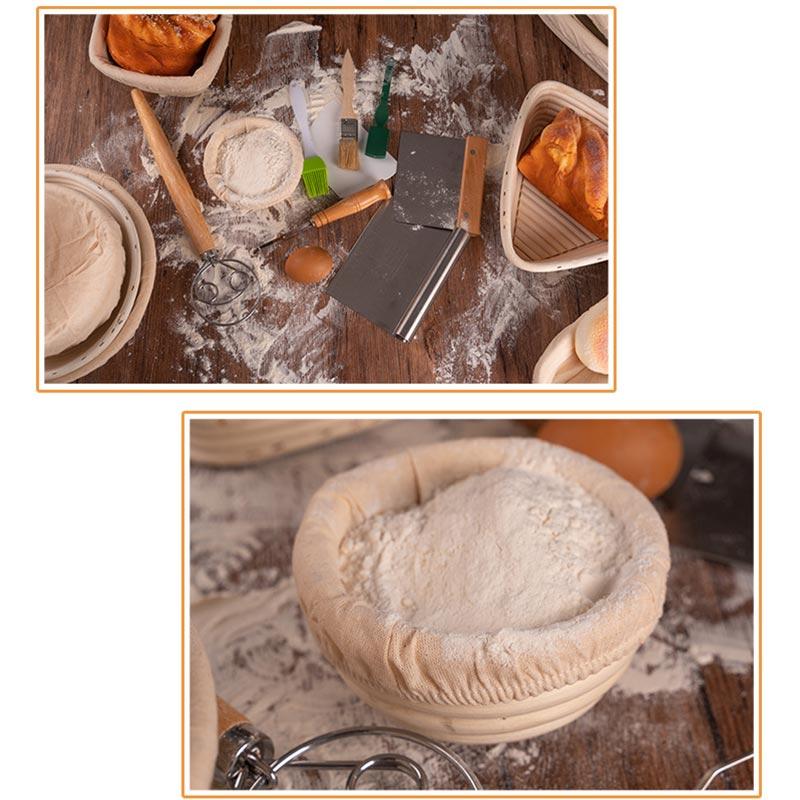 European Style Bread Fermentation Basket Baking Utensils,Bread Fermentation Basket,Rattan Weaving Storage Basket Cloth Cover