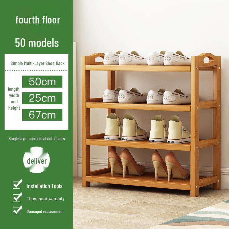 Camphor Bamboo Multi-layer Shoe Rack - Space-saving Floor Storage Cabinet for Dormitory Entrance