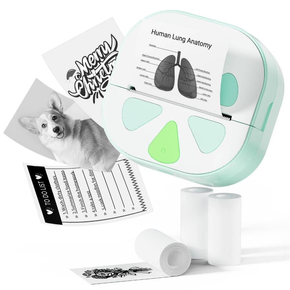 With 3 Paper Rolls Sticker Printer Inkless Printing Thermal Printers  Study Notes