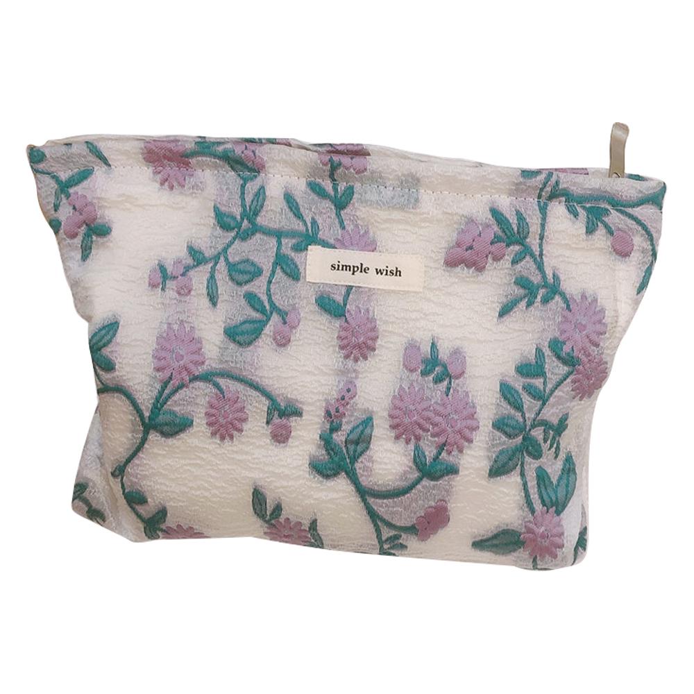 206 Chamomile Pattern Cosmetic Organizer Travel Bag Large Canvas Toiletries Women Teen Girls Makeup Storage Pouch