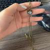1Pcs Carving Blue Stone Accessories Vintage Bronze Color Dragonfly Women Necklaces And Pendants