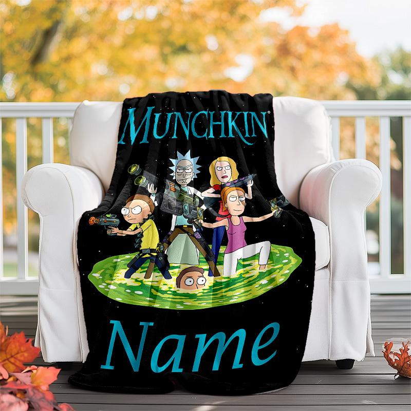 Customizable Rick and Morty Throw Blanket – Personalized Name, All-Season Cozy Snug Blanket, Machine Washable, Personalized Blanket