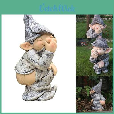 Naughty Garden Gnome Statue Elf Figurine Mold With Humorous Pooping Design For Yard Decor