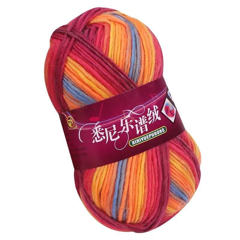 Sydney Rainbow Dyed Hand-Knitted Yarn for DIY Hats, Scarves, Shawls, and Baby Projects