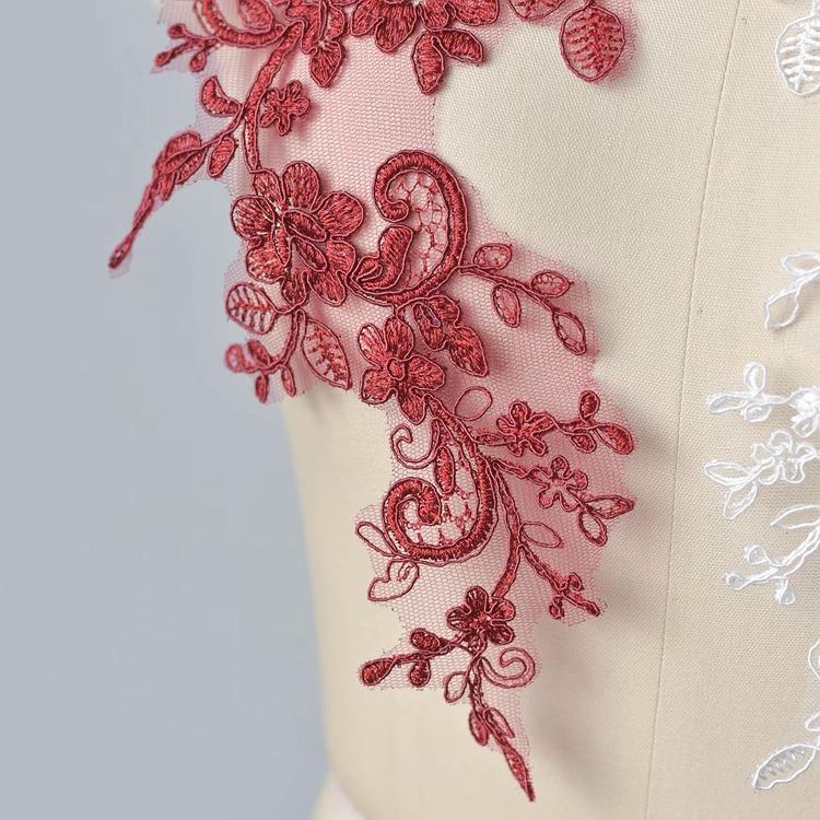 Multi-Color Embroidered Lace Accessories, Wedding Dress Decoration Pair Of Flowers, Handmade Diy Material Clothing Decoration Sticker Flowers