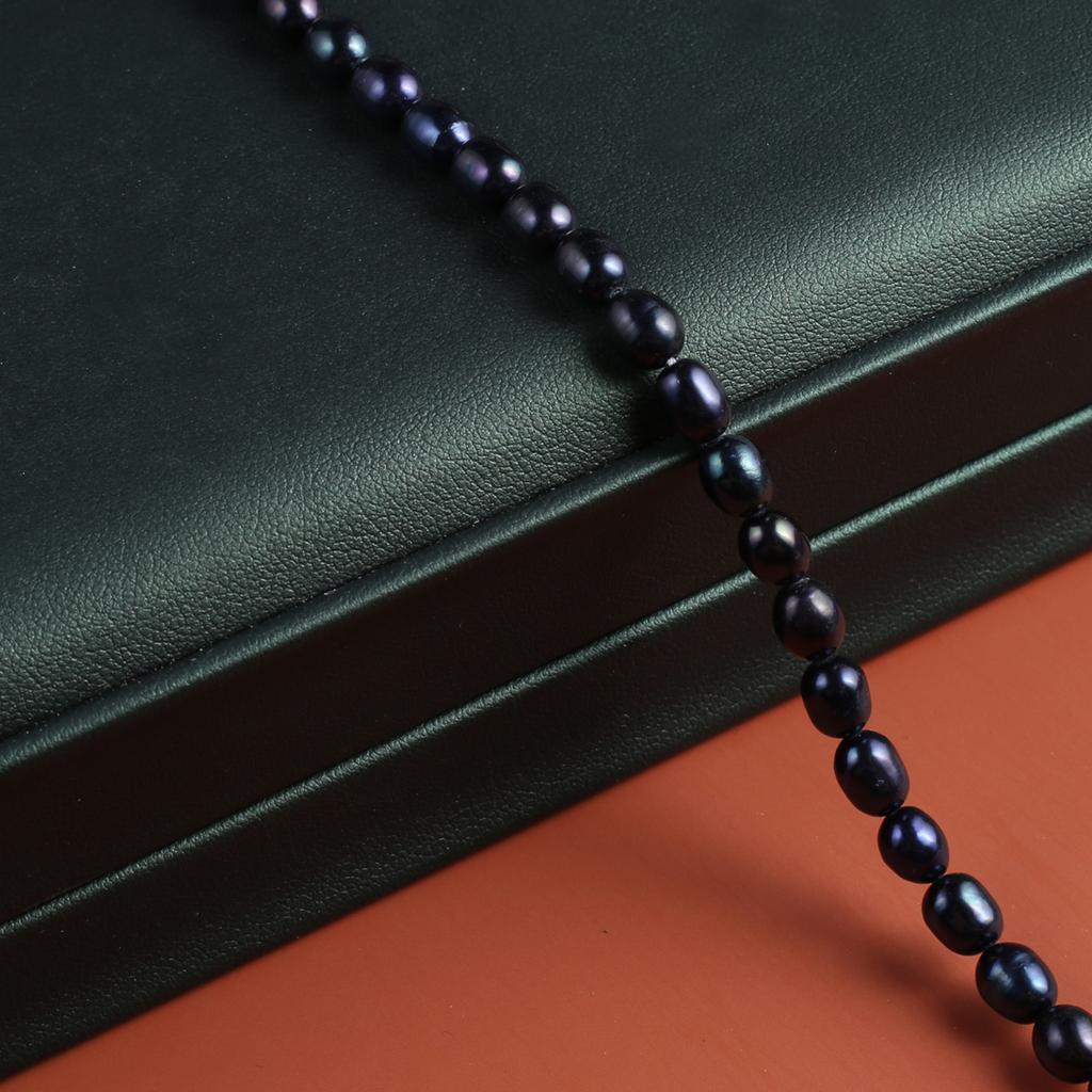 1String, Black Natural Freshwater Pearls, 6-7mm, Handmade Rice Pearl Beads for Jewelry Making DIY, Cheapest Items Available 36cm