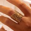 Stainless Steel Ring Irregular Unique Design Open Ring Aesthetic Jewelry Geometric Hollowing Ladies Fashion Trend Jewelry Gifts
