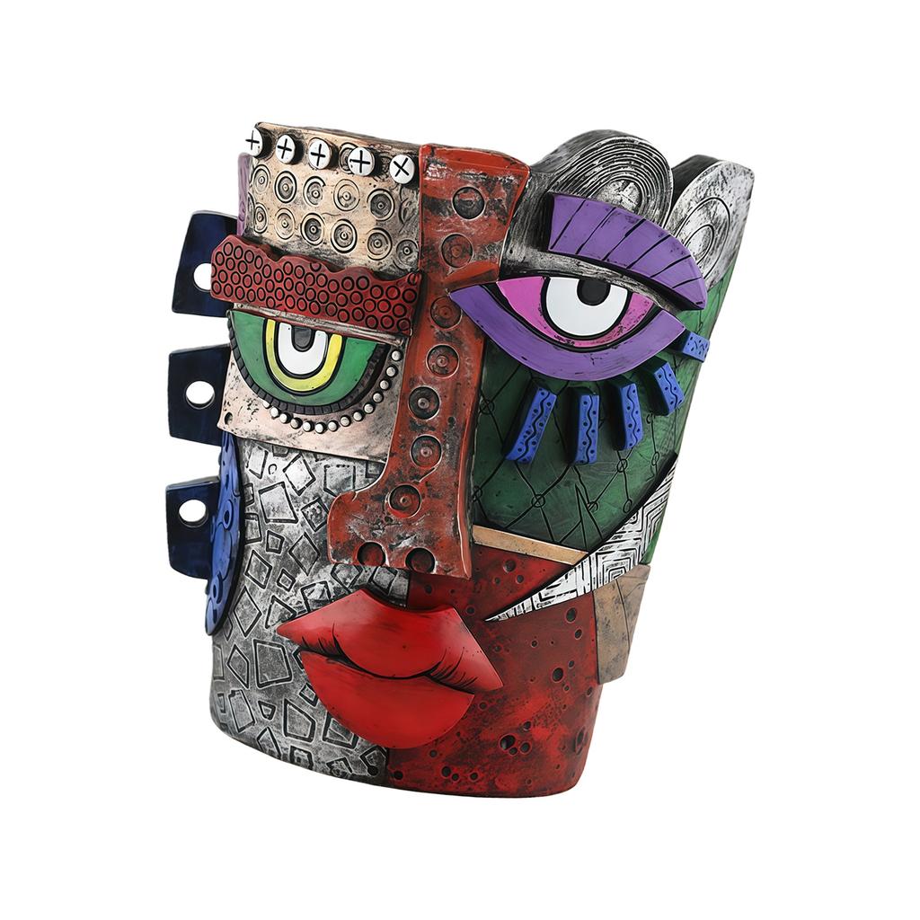 Functional Plant Pot Abstract Human Face Inspired Art Handmade For Decorative Use Bright Any Location