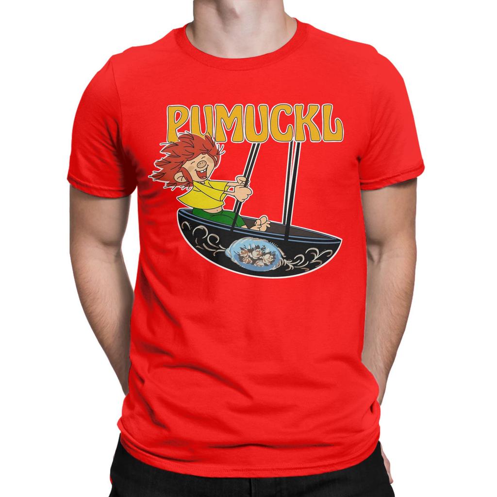 Pumuckl Swing T-Shirt Herren Reine Baumwolle Verrücktes T-Shirt Rundhalsausschnitt Anime Cartoon T-Shirt Kurzarm Kleidung Klassisch