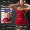 Red Backless Spaghetti Strap Bodycon Dress with Ribbon Panel