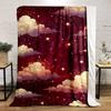 Starry Night Sky with Dreamy Clouds Patterned Flannel Blanket Perfect for the Bedroom Living Room, Sofa, or a Little Nap