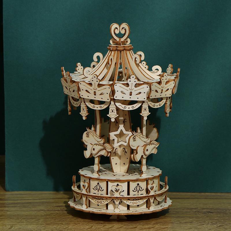 

3D Деревянный Пазл Карусель: Развивающая игрушка «Сделай сам»