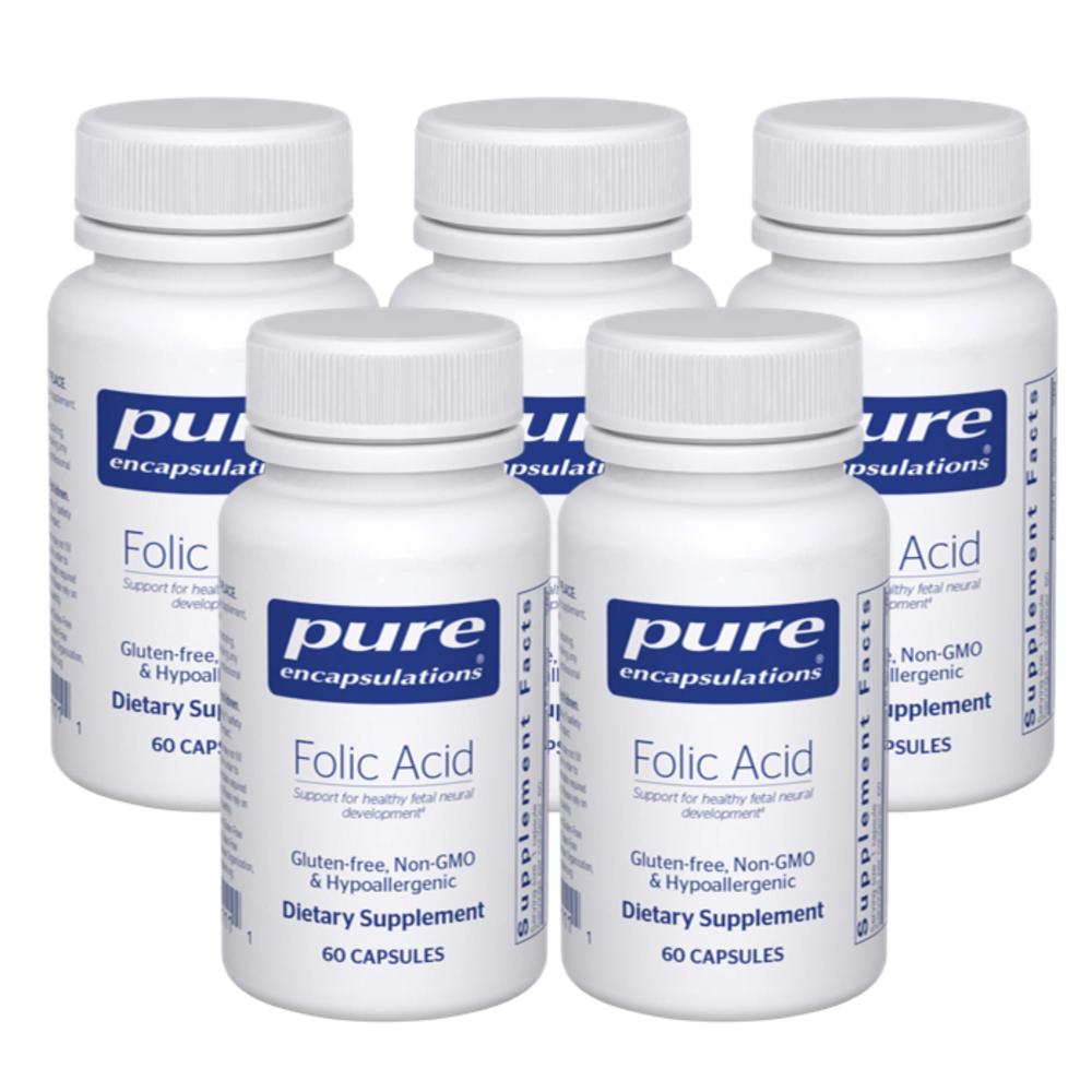Folic Acid Pure Encapsulations Folic Acid 60 Tablets 5 Pcs