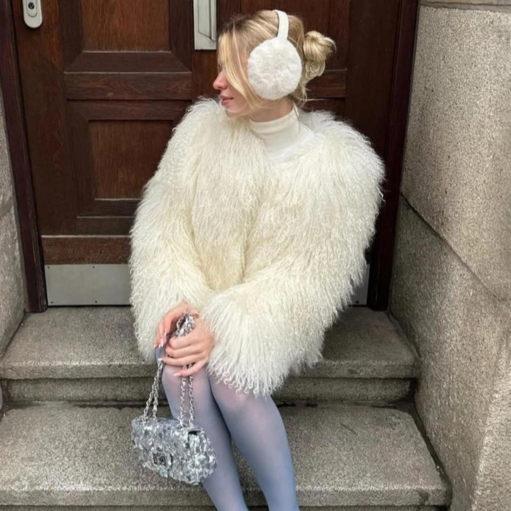 VAYLA Fashion Luxury Cropped Faux Fur Coat Women's Winter Ins Hot Fluffy Short Faux Fur Jacket Street Style Warm Outwear