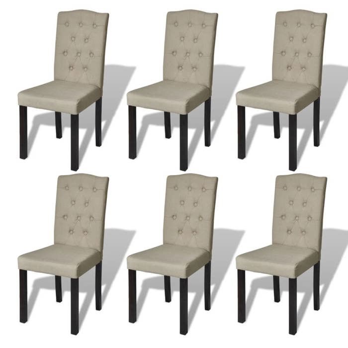 VidaXL 6x Chaise de Salle à Manger Poil de Chameau Chaise de Salon Cuisine 160790