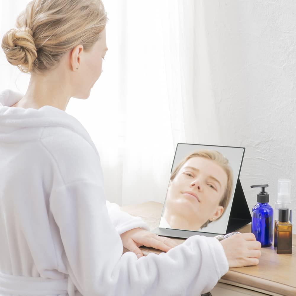 Horiuchi Mirror Industry Napure Mirror Pro Model Folding Mirror L Size Black Makeup Mirror - Reflects True Skin Tone - Mother's Day Gift