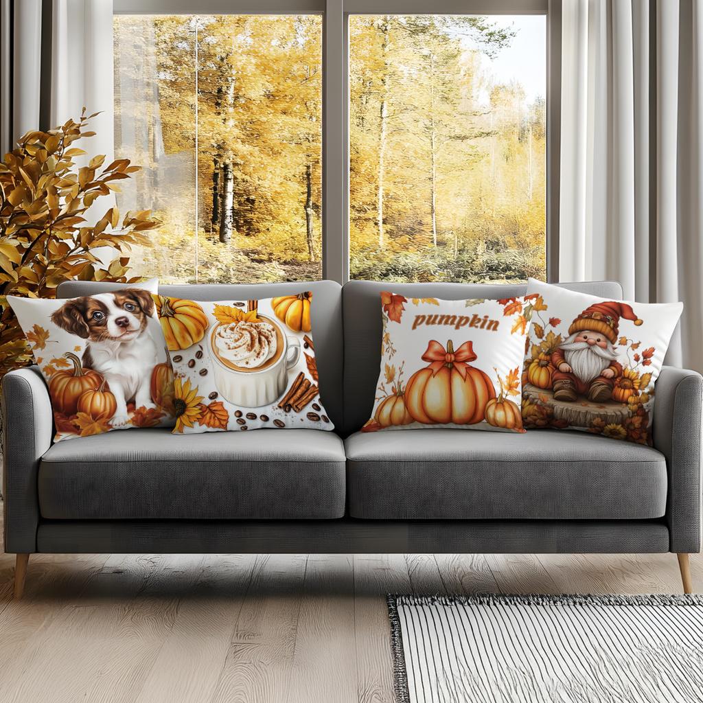 Autumn Thanksgiving Decor Pillowcase Printed Polyester 45x45cm Throw Pillowcover Decorative Sofa Cushion Pillowslip Home Decor