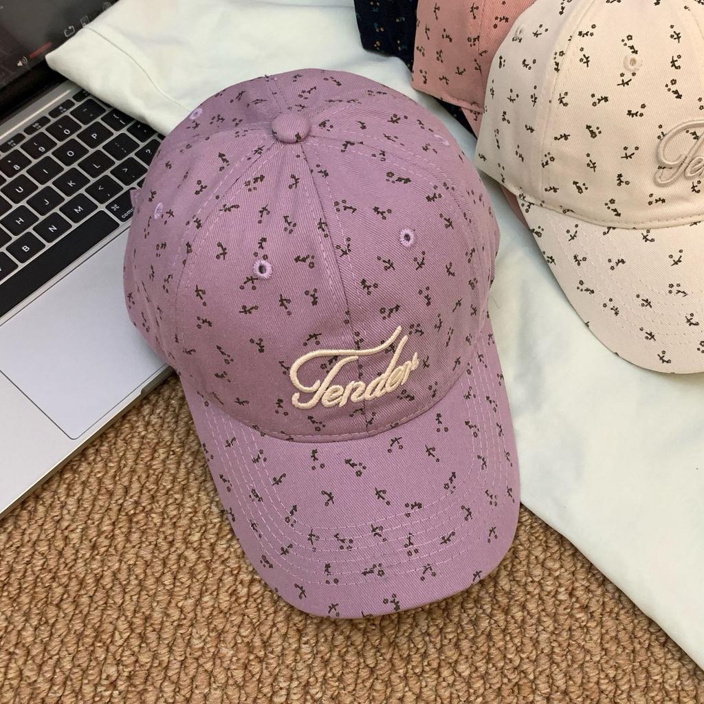 Wind Soft Top Small Floral Baseball Cap Children's Letter Embroidery Versatile Blue Cap