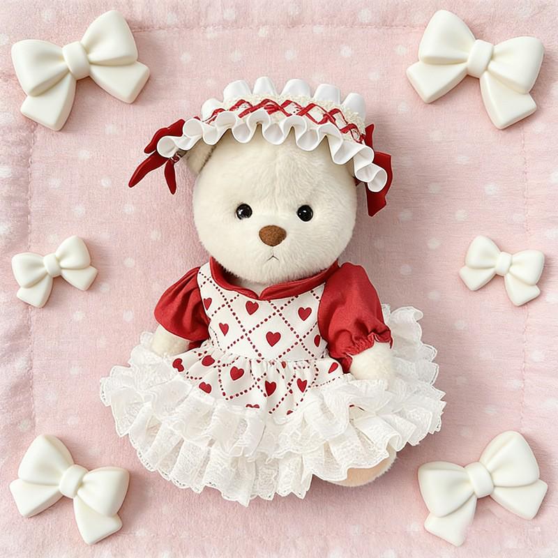 Medium Bear Outfit - Blue Pink Striped Carrot Overalls Set