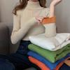 Sweater Women's Turtleneck and Velvet Knitwear Pullover Pure Color Korean Fluffy Trending Sweater Autumn and Winter Top