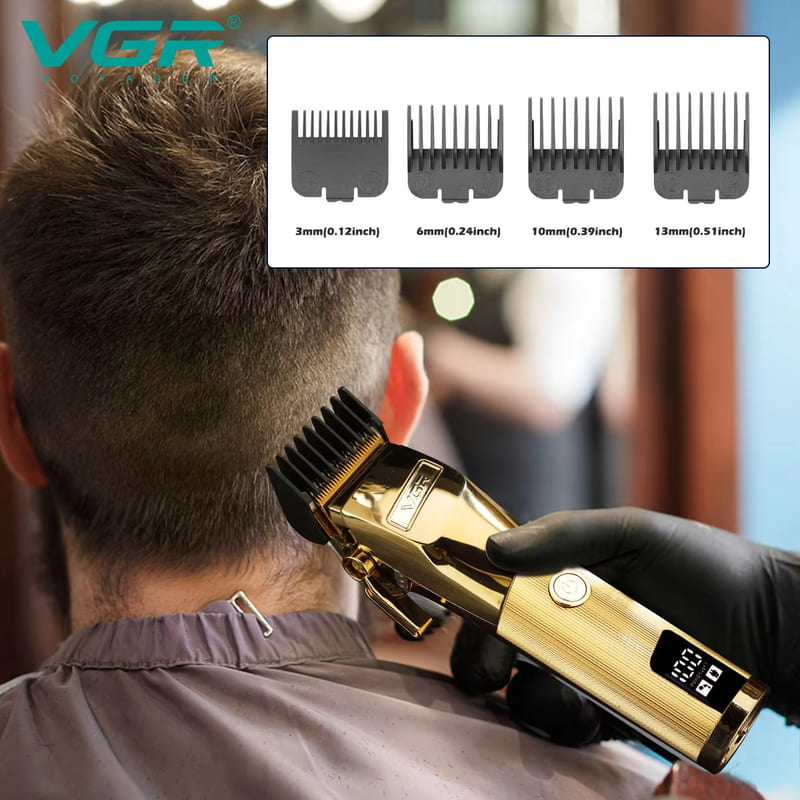 Men's Universal Metal Electric Hair Clipper with Titanium Head for Fast Haircuts, LED Smart Digital Display, and High-Capacity  Battery