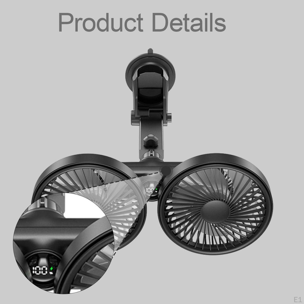Car Ceiling Fan with Suction Cup, Adjustable Angle, Professional, Portable Accessory And USB