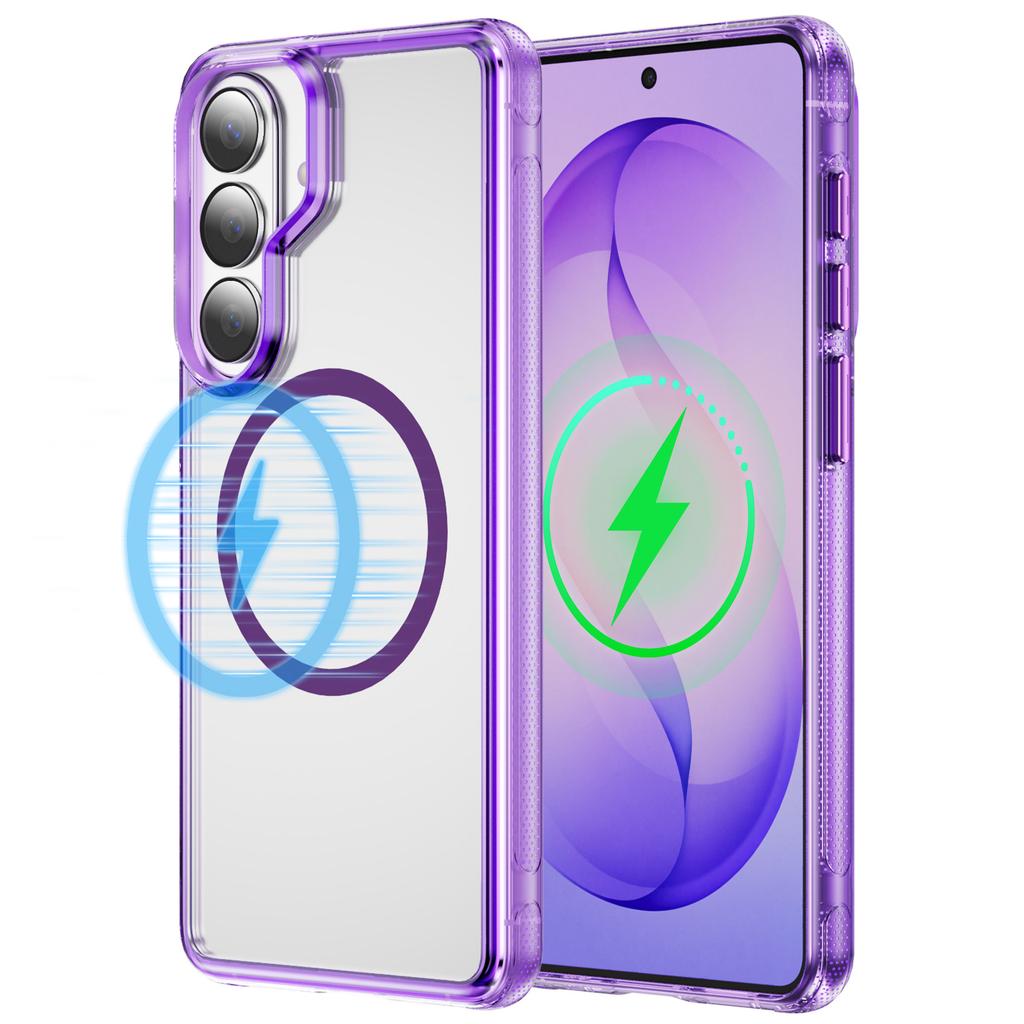 Magnetic Clear Hybrid Shockproof Cases For Samsung S26 S25 S24 Plus Ultra For Magsafe Metal Lens Ring Anti-fall Bumper Cover