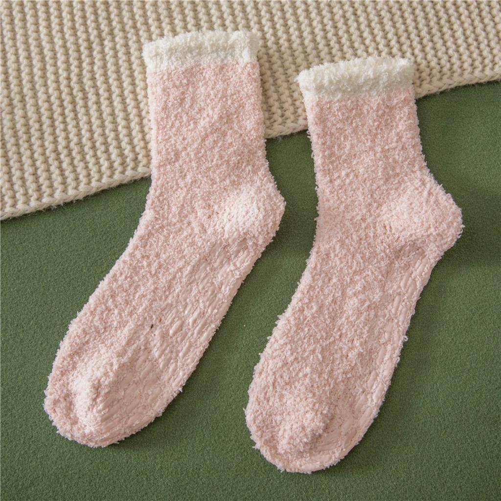 Foot Glue, Anti Slip Socks, No Shedding Hair, Coral Fleece Socks, Slipper Socks, Women's Socks, Middle Tube Socks