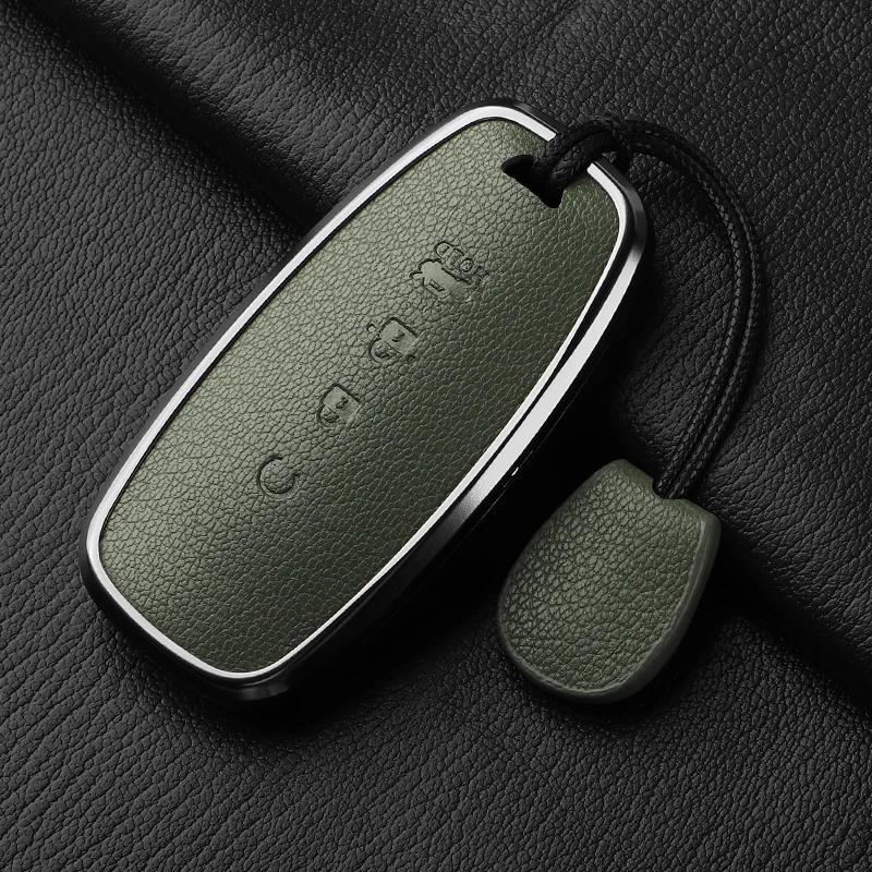 yxkpz10 4 Button Aluminum Alloy Goatskin Car Key Case Cover For Nissan X-trail T33 Qashqai J12 Teana 2022 2023 Car keychain Accessories