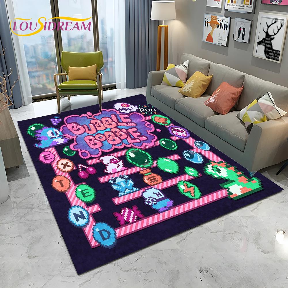 Cartoon Bubble Bobble Game Gamer Carpet Rug for Home Living Room Bedroom Sofa Doormat Decor,kid Play Area Rug Non-slip Floor Mat