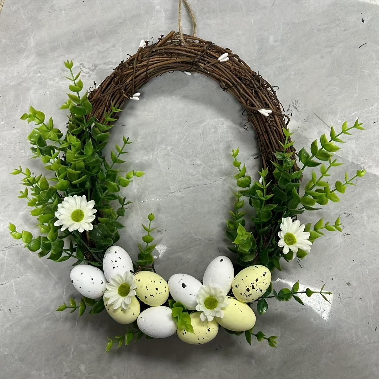 

Элегантный пасхальный венок из овальных яиц размером 11,81 дюйма — цветочный декор для двери и стен для весенних домашних праздников 1pc