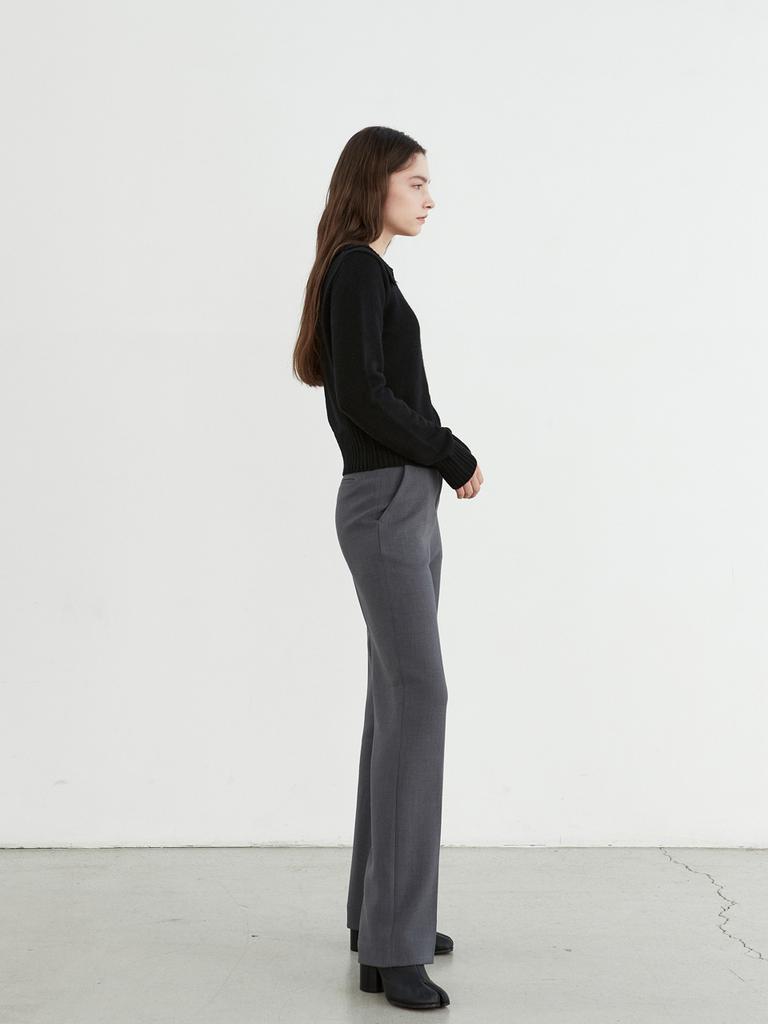 EIGHT DAYS A WEEK Merino Wool Collar Zip-Up Knit Black Ad013