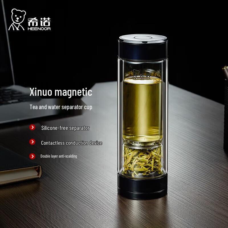 Heenoor Magnetic Tea-Water Separation Double-Layer Glass Cup