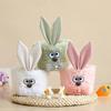 55KF Bunnies Easters Buckets with Long Plush Ear Easters Eggs Baskets Easters Party Decors Candy Bowl Easters Basket