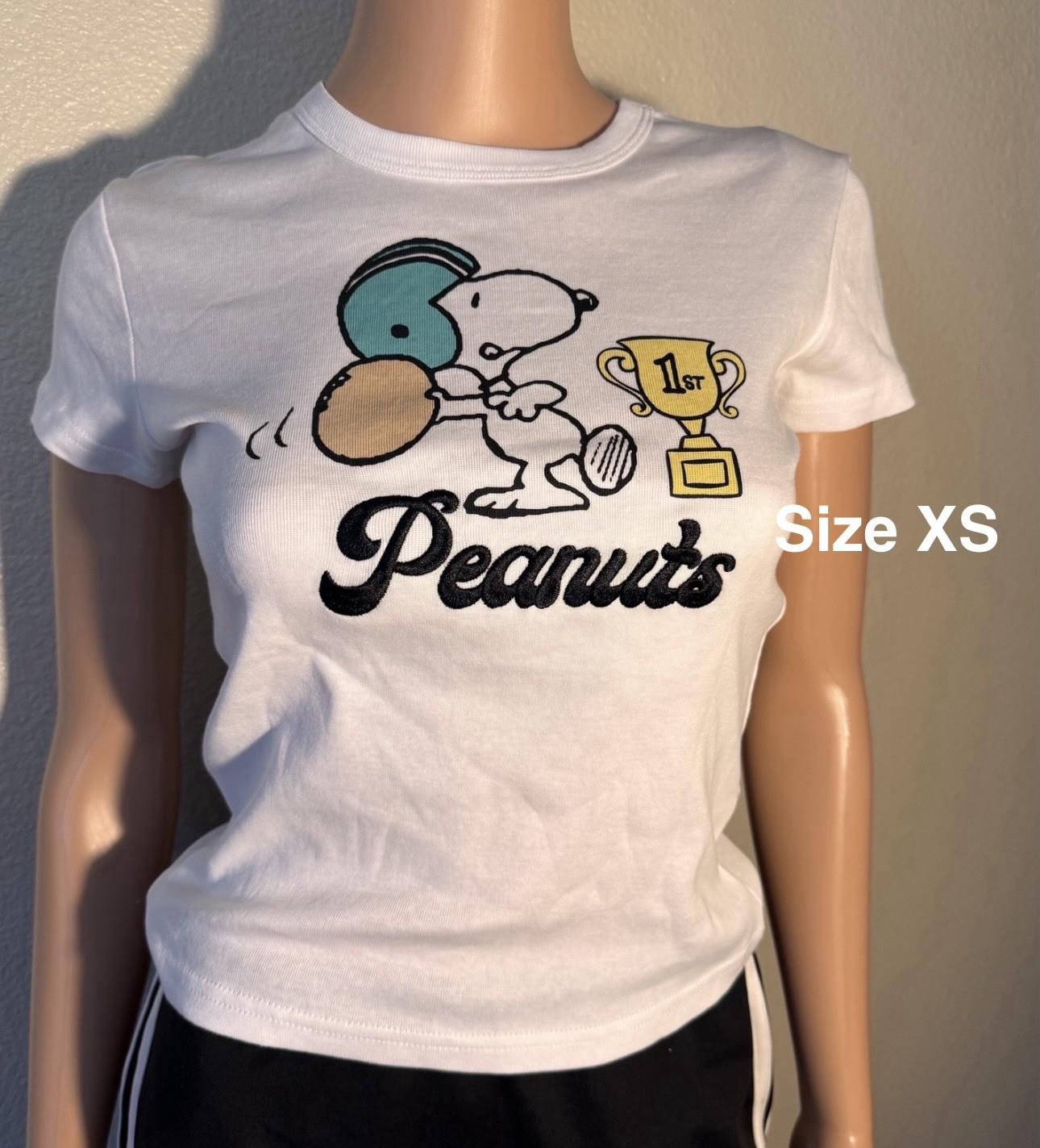 Peanuts Women’s Snoopy Cotton Graphic Skimmer Tee with Embroidery, Size XS M