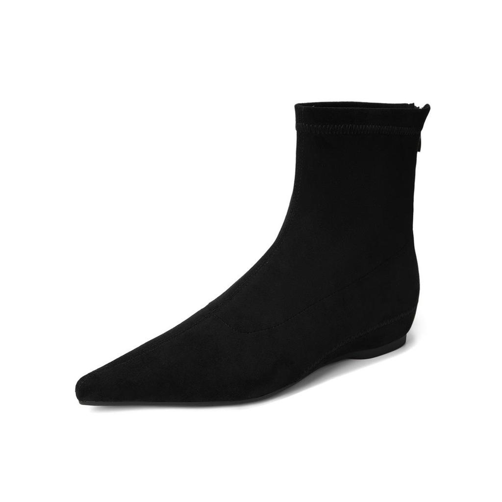 Weiwei Girl Autumn/Winter Suede Pointed Toe Flat Ankle Boots for Women