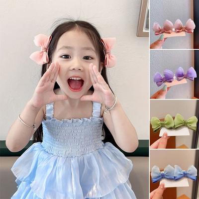 2 PCS Jelly Yarn Bow Hairpins Candy Color Hair Accessory Cute Duckbill Clip Girl